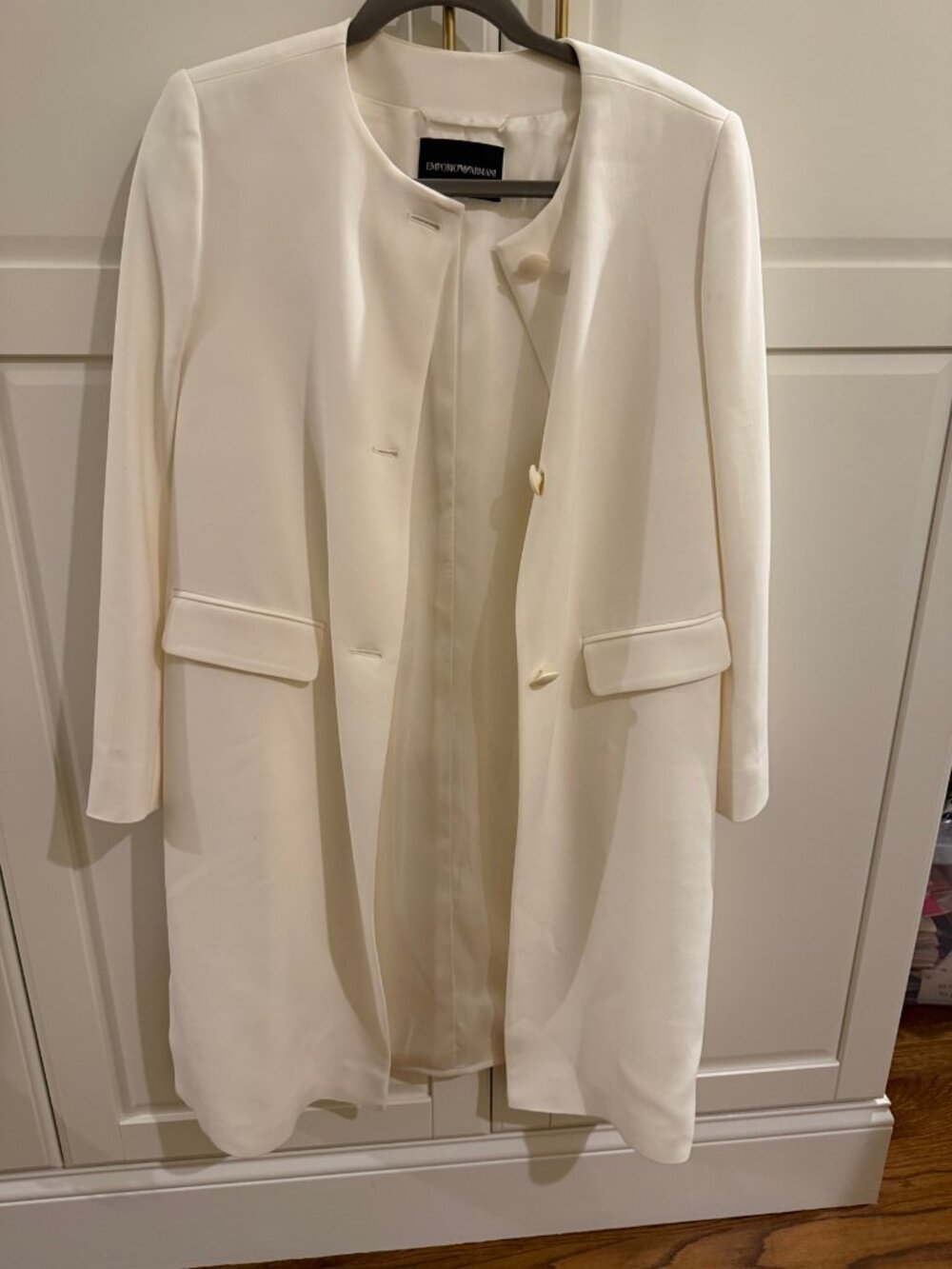 Emporio Armani White Longline Blazer | IT 40 (S)